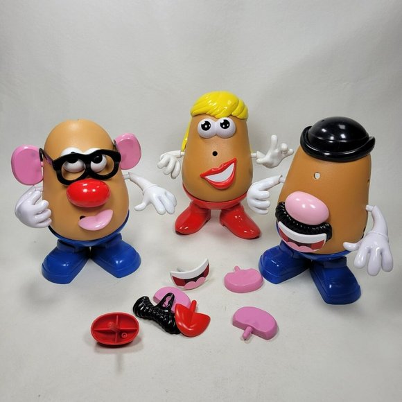 34-Piece Mr. Mrs. Potato Head Lot Accessories 3-Head Glasses Hair Hat Playskool - Picture 1 of 8